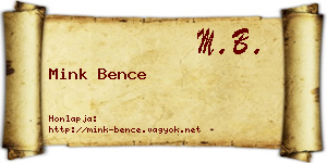 Mink Bence névjegykártya